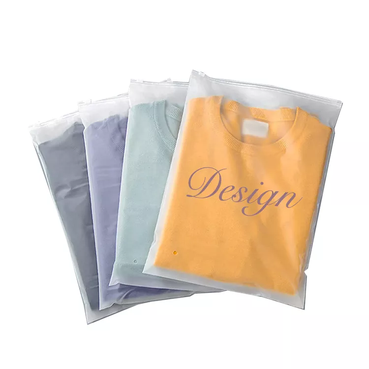 Custom Logo Transparent PVC T-Shirt Ziplock Bag Clothes Packaging Moisture-Proof Frosted Garments Zipper Bag