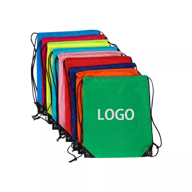 Polyester waterproof custom printing gym sports drawstring bag